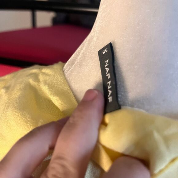 Naf naf yellow button up dress size 38 vintage vibes short sleeve mini length si - Picture 3 of 5
